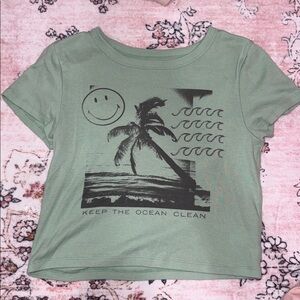 American Eagle Sage Green Cropped Tee